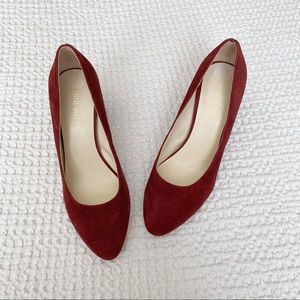 Nine West heels, suede, maroon, red, 70s, hippie